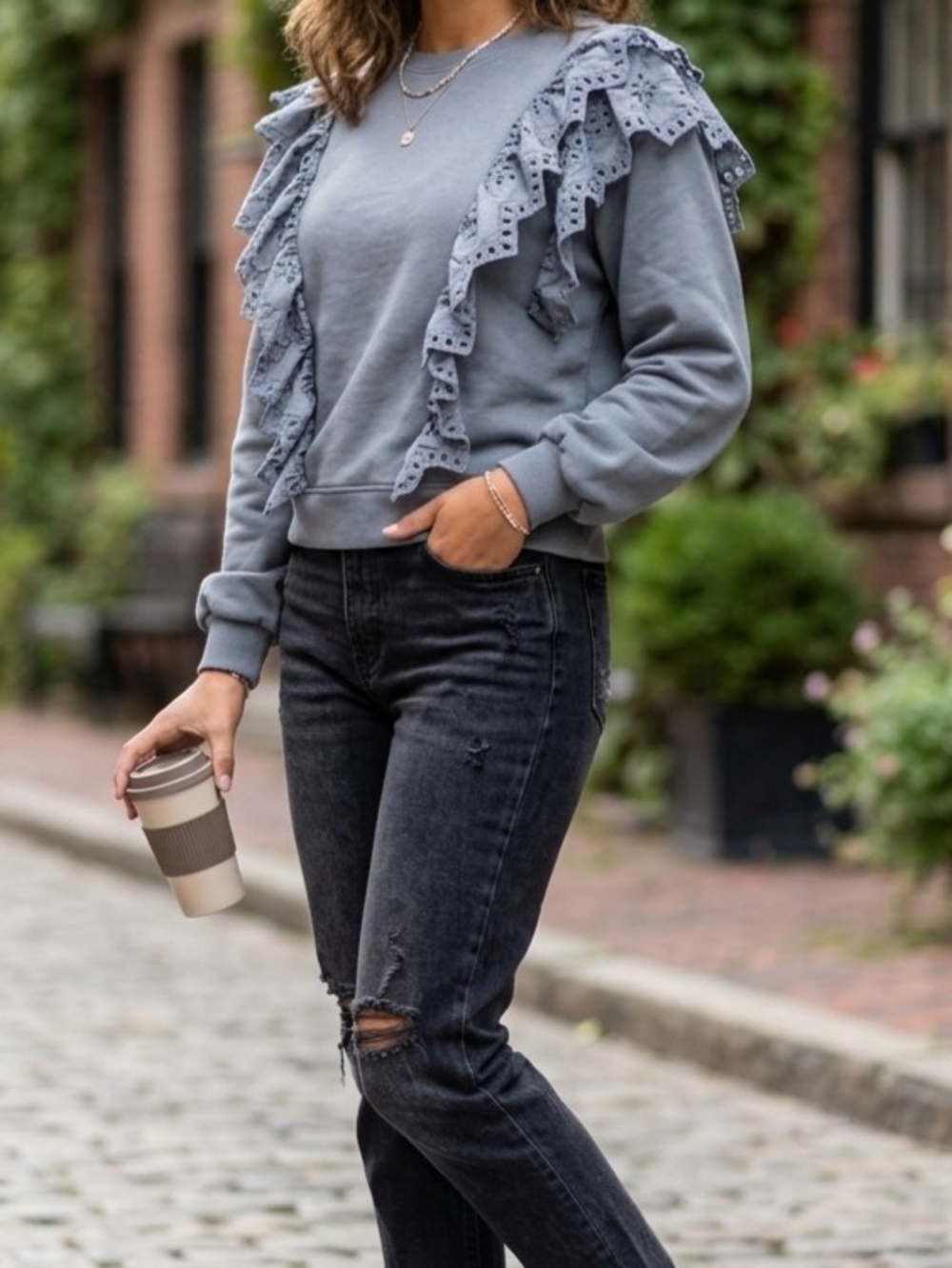Women’s Black Washed Distressed Jeans